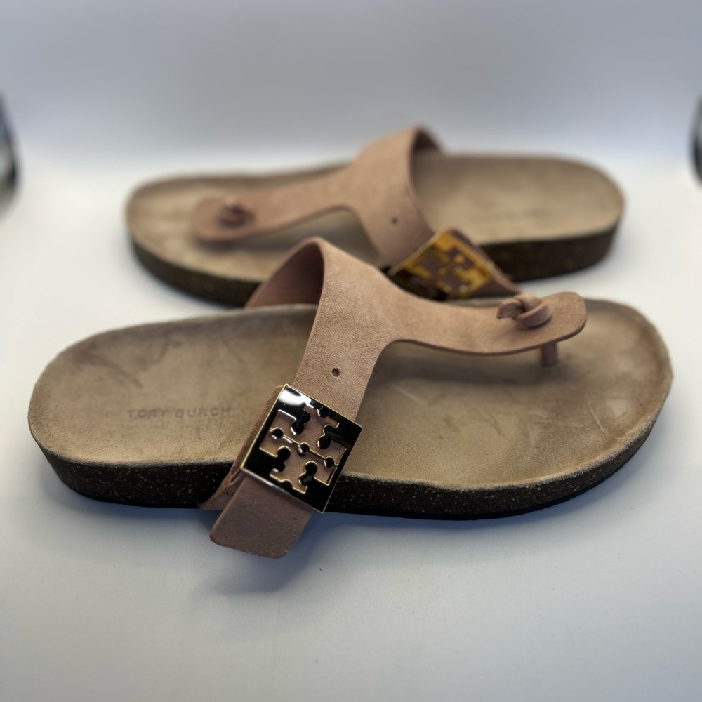 Tory Burch Mellow Strap Leather and Gold Cork Sandals Size 8 - Picture 3 of 5